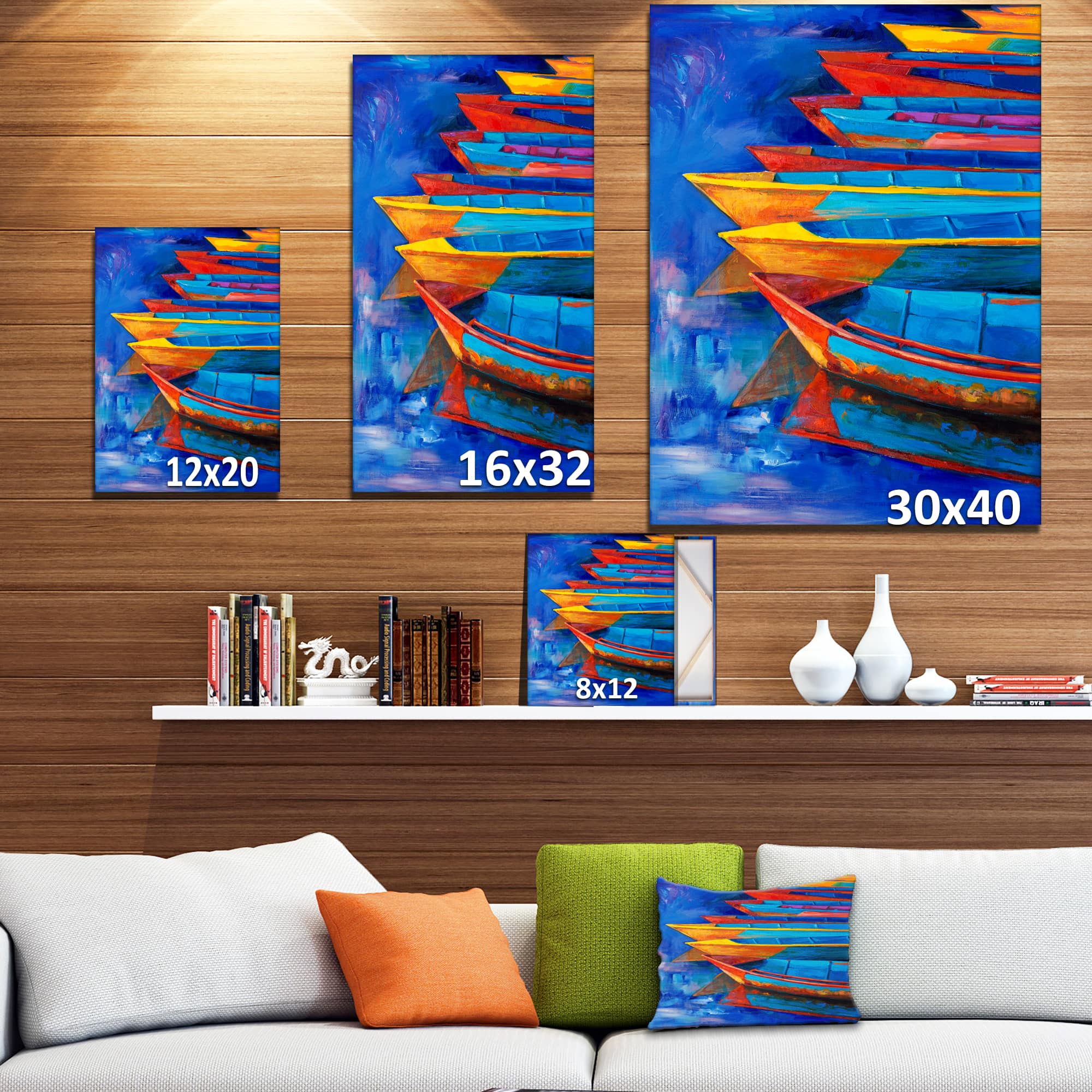 Designart - Boats and Jetty at Pier in Oil Painting